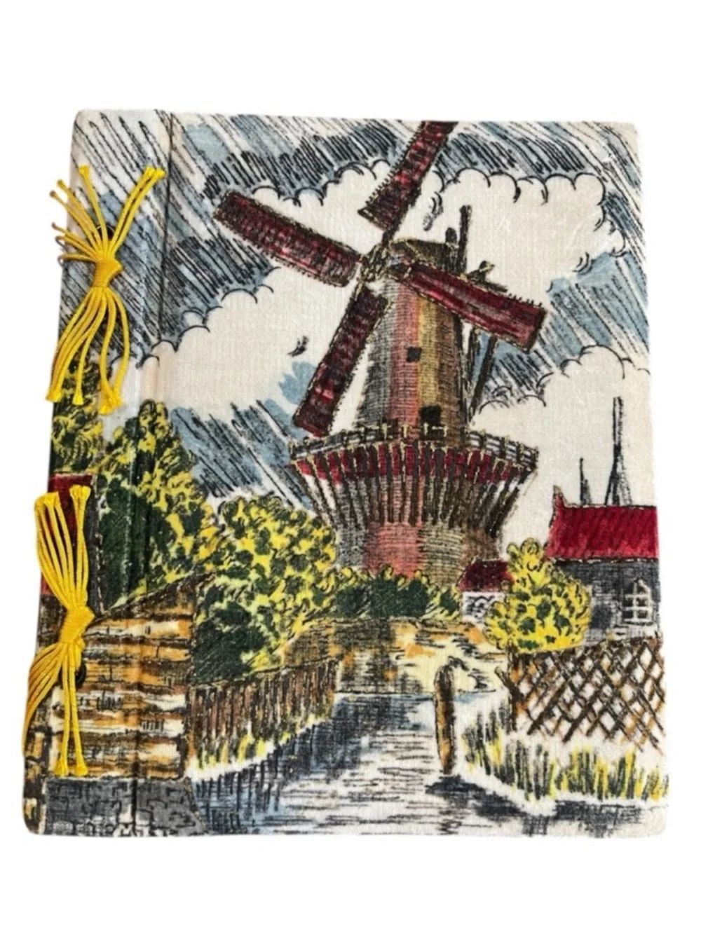 VINTAGE Japanese Windmill Tapestry Cover Photo Album Scrapbook